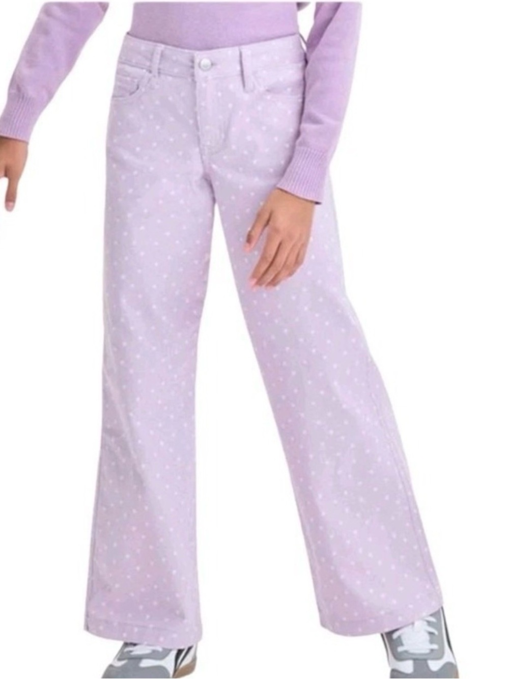 Art Class Wide Leg Heart Print Stretch Canvas Pants Lilac Size 12